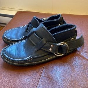 Quoddy Black Leather Ring Boot Moccasin